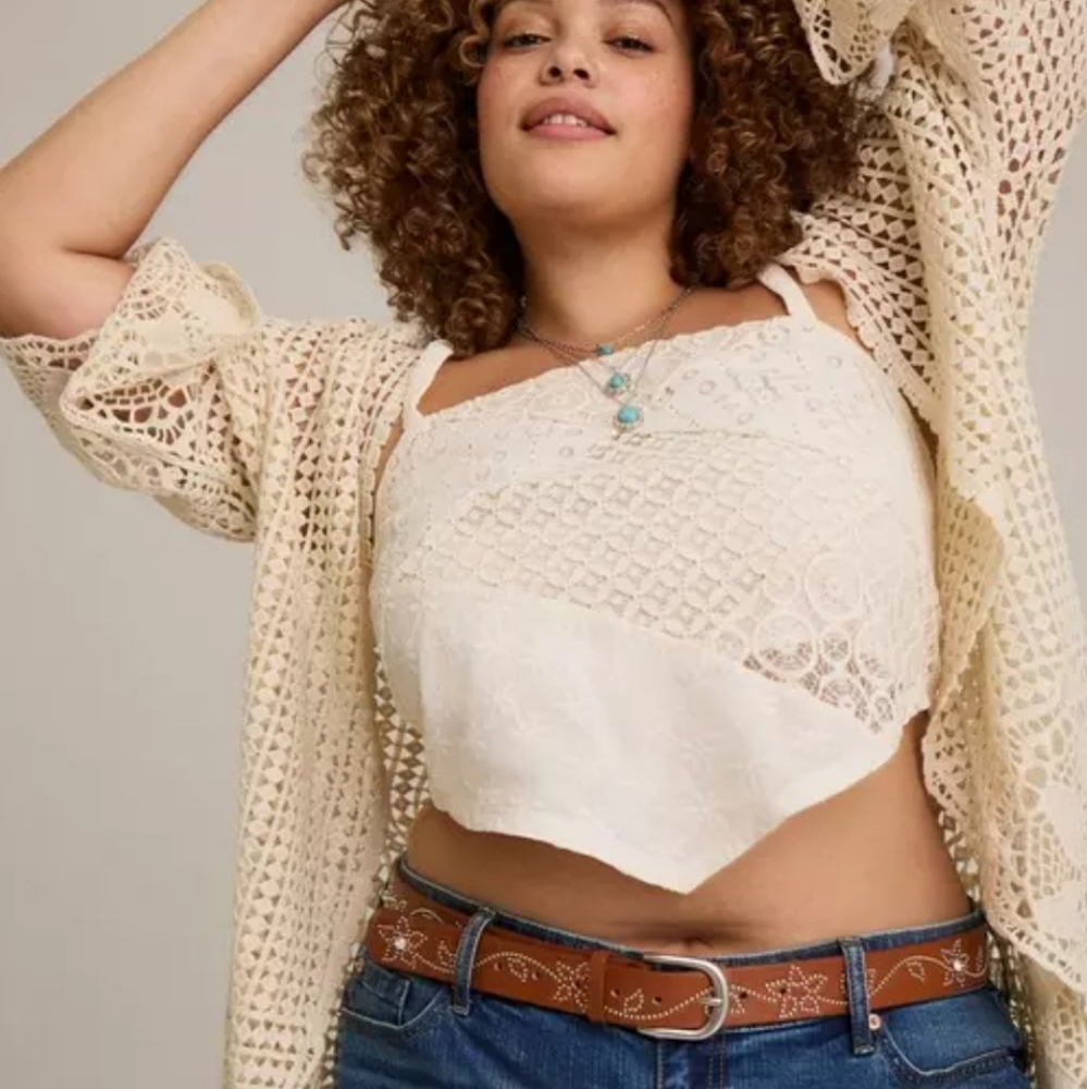 American Eagle Outfitters Western Studded Brown Leather Belt